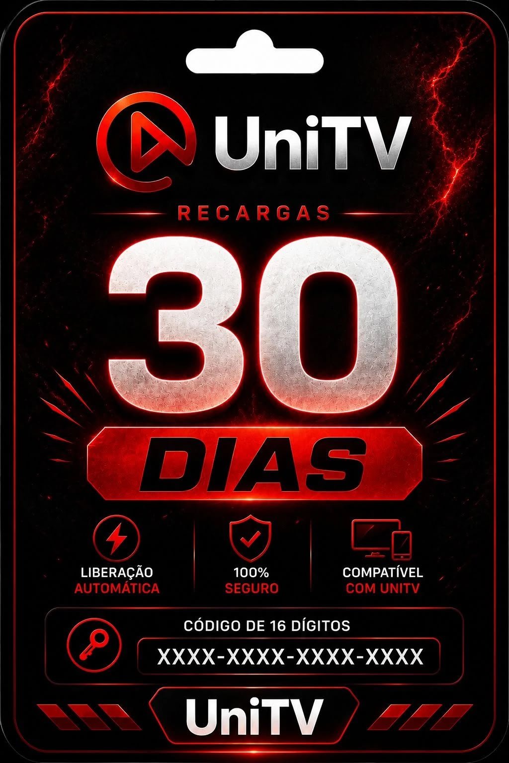 Cartão de recarga UniTV mensal de 30 dias